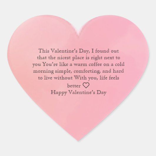 Minimal Valentine’s Day Love Quote Heart Sticker (Vorderseite)