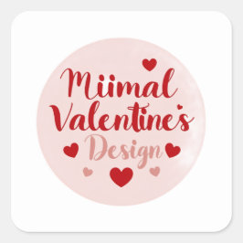 Minimal Valentine’s Day Love Typography Design | R Quadratischer Aufkleber