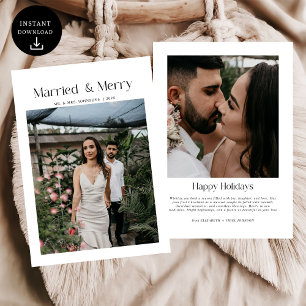 Minimal Verheiratet & Frohe Weihnachts-Foto Neu Feiertagskarte