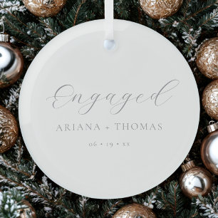 Minimal Verlobte Elegante Script Simple Paares Ornament Aus Glas