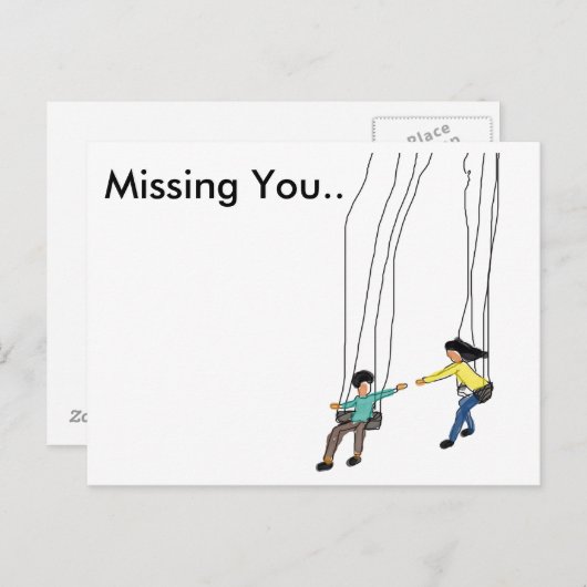 Minimal Vermisst Postkarte mit illustrierter Kunst (Vorne/Hinten)