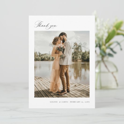 Minimal Vielen Dank für Ihre Hochzeitskarte für Fo Einladung (Stehend Vorderseite)