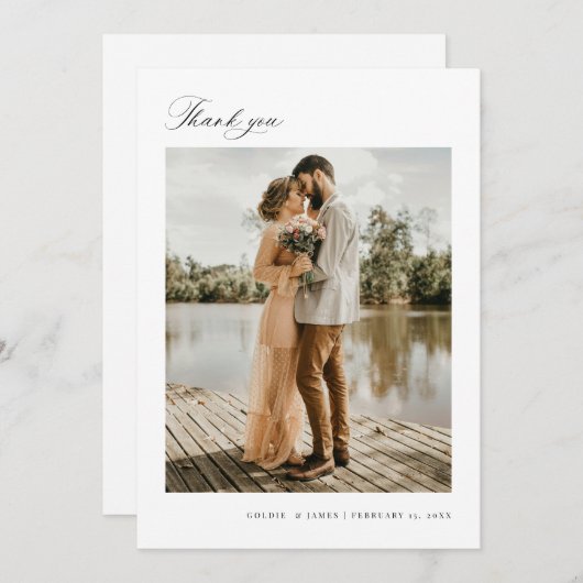 Minimal Vielen Dank für Ihre Hochzeitskarte für Fo Einladung (Vorne/Hinten)