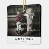 Minimal Vintag Ein Foto Personalisiert Weihnachten Keramikornament (Links)