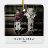 Minimal Vintag Ein Foto Personalisiert Weihnachten Keramikornament (Vorderseite)