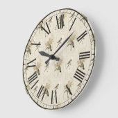 Minimal Vintage Lily Bird Elegant Antique Große Wanduhr (Winkel)