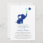 Minimal Virtual Baby Dusche Blue Boy Elephant Einladung (Vorderseite)