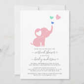 Minimal Virtual Baby Dusche Pink Girl Elephant Einladung (Vorderseite)