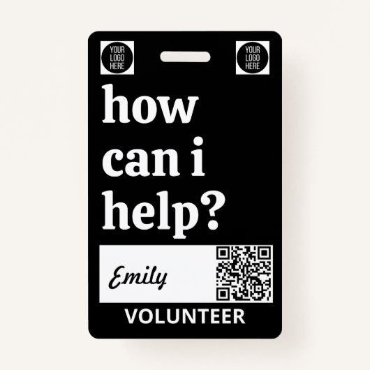 Minimal Volunteer Lanyard Badge Logo & QR code Ausweis (Vorderseite)