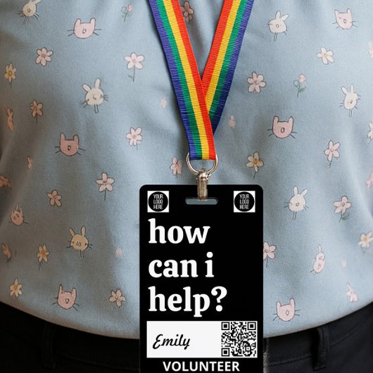 Minimal Volunteer Lanyard Badge Logo & QR code Ausweis