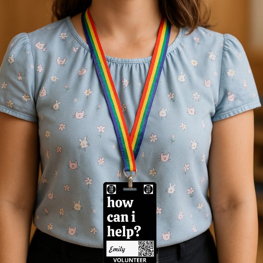 Minimal Volunteer Lanyard Badge Logo & QR code Ausweis