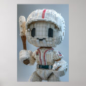 Minimal Voxel Athlete in White Uniform – Baseball Poster (Vorne)