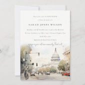 Minimal Washington DC, USA Watercolor Baby Shower Einladung (Vorderseite)