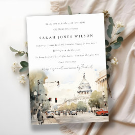 Minimal Washington DC, USA Watercolor Birthday Einladung