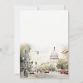 Minimal Washington DC, USA Watercolor Verlobung Einladung (Rückseite)