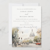Minimal Washington DC Watercolor Paare Dusche Einladung (Vorderseite)