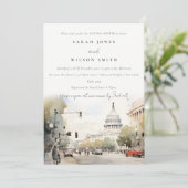 Minimal Washington DC Watercolor Paare Dusche Einladung (Stehend Vorderseite)