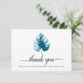 Minimal Wasserfarbe Monstera Leaf Danke Karte (Stehend Vorderseite)