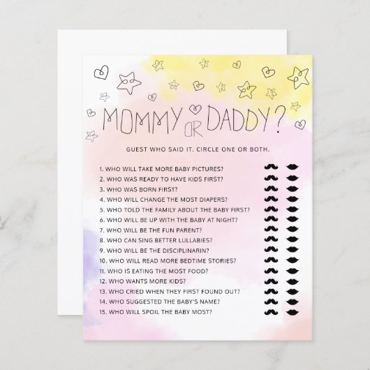 Minimal Wasserfarbe Rosa Mommy oder Daddy Baby Dus (Vorne/Hinten)
