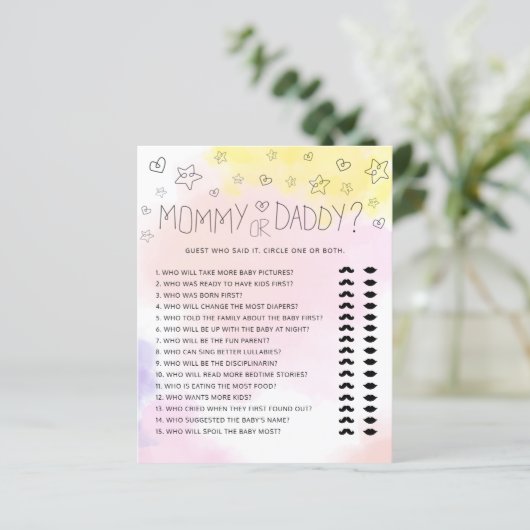 Minimal Wasserfarbe Rosa Mommy oder Daddy Baby Dus (Stehend Vorderseite)