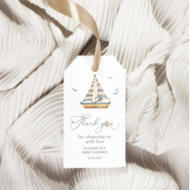 Minimal Wasserfarbe Sailboat Nautical Baby Dusche Geschenkanhänger