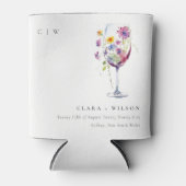 Minimal Wasserfarben Blumenwein Hochzeit Dosenkühler (Vorderseite)