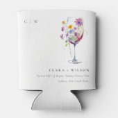 Minimal Wasserfarben Blumenwein Hochzeit Dosenkühler (Rückseite)