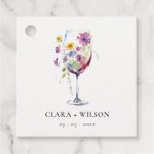 Minimal Wasserfarben Blumenwein Hochzeit Geschenkanhänger (Vorderseite)
