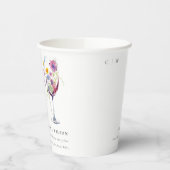 Minimal Wasserfarben Blumenwein Hochzeit Pappbecher (Links)