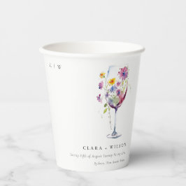 Minimal Wasserfarben Blumenwein Hochzeit Pappbecher