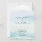 Minimal Watercolor Beach Einladung zur Hochzeit (Vorderseite)