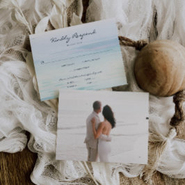 Minimal Watercolor Beach Wedding RSVP Card Karte