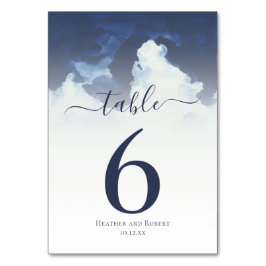 Minimal Watercolor Blue Sky Wedding Tischnummer