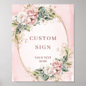 Minimal Watercolor Blush Pink Flowers Custom Sign Poster (Vorne)