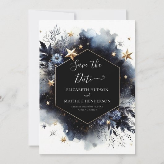 Minimal Watercolor Celestial Wedding Save The Date (Vorderseite)