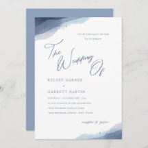 Minimal Watercolor Dusty Blue Calligraphy Wedding