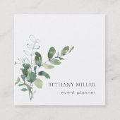 Minimal Watercolor Fläche Grüne Vegetation Quadratische Visitenkarte (Vorderseite)