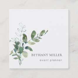 Minimal Watercolor Fläche Grüne Vegetation Quadratische Visitenkarte