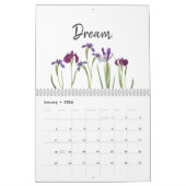 Minimal Watercolor Iris Blume Motivierend Wörter Kalender (Jan 2026)