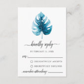 Minimal Watercolor Monstera Leaf RSVP Karte (Vorderseite)