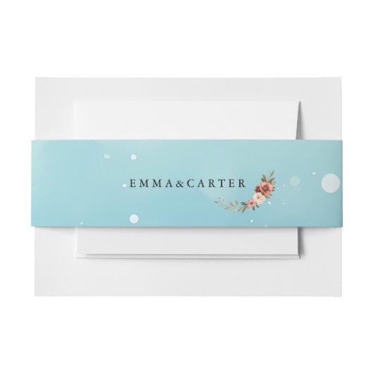 Minimal Watercolor Ocean Blue Wedding Einladungsbanderole (Vorderseite Beispiel)