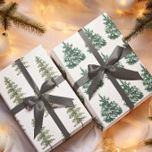 Minimal Watercolor Pine Tree Christmas Geschenkpapier Set