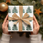 Minimal Watercolor Pine Tree Christmas Geschenkpapier Set