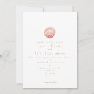 Minimal Watercolor Scallop Shell (Pink) Invitation