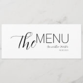 Minimal Watercolor Script Wedding Menu Menükarte (Rückseite)