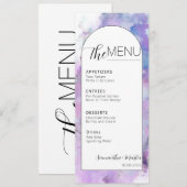 Minimal Watercolor Script Wedding Menu Menükarte (Vorne/Hinten)