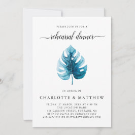 Minimal Watercolor Tropical Leaf Probe Abendessen Einladung