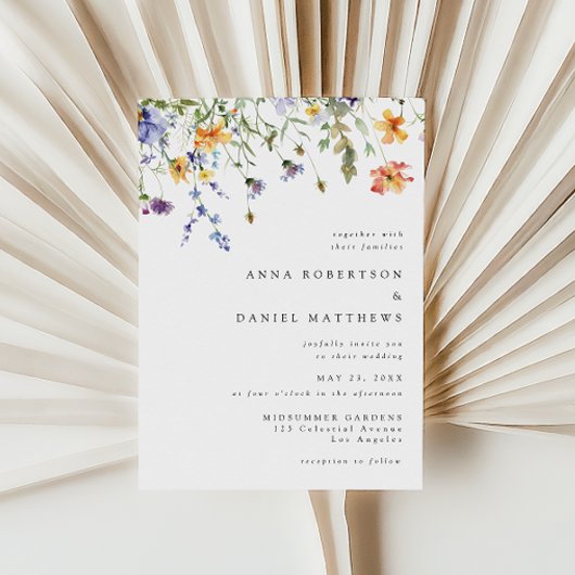 Minimal Watercolor Wildflower Wedding Invitation Einladung