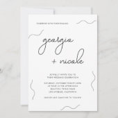 Minimal Wavy Lines Whimsical Script Names Wedding Einladung (Vorderseite)