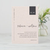 MINIMAL WEBBUSH PINK LINEN TYPOGRAPHY WEDD EINLADUNG (Stehend Vorderseite)